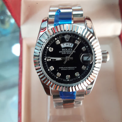Rolex Day-Date Silver Black Ombre Dial – Premium AAA Replica Watch for Men in Pakistan