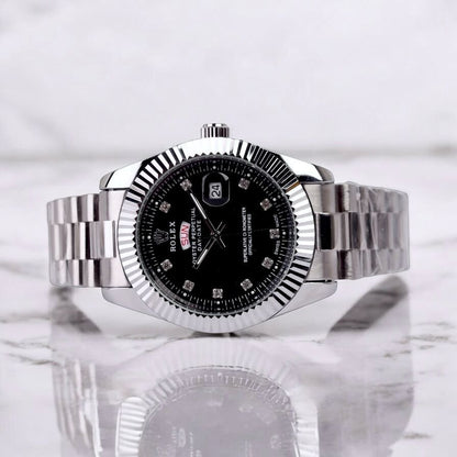 Rolex Day-Date Silver Black Ombre Dial – Premium AAA Replica Watch for Men in Pakistan