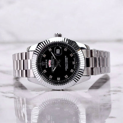 Rolex Day-Date Silver Black Ombre Dial – Premium AAA Replica Watch for Men in Pakistan
