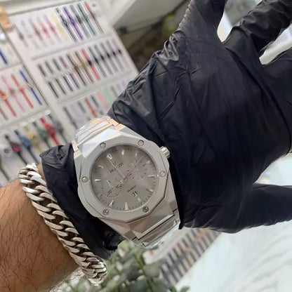 Hublot Octagon Chronograph Quartz Watch – Silver Edition